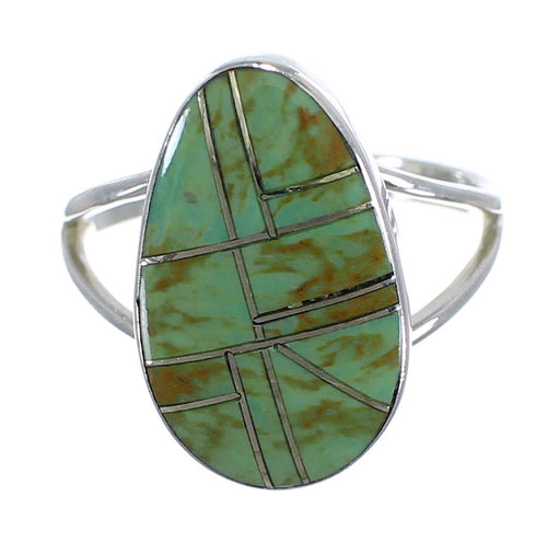 Turquoise Inlay And Sterling Silver Southwest Ring Size 5-1/4 WX58744
